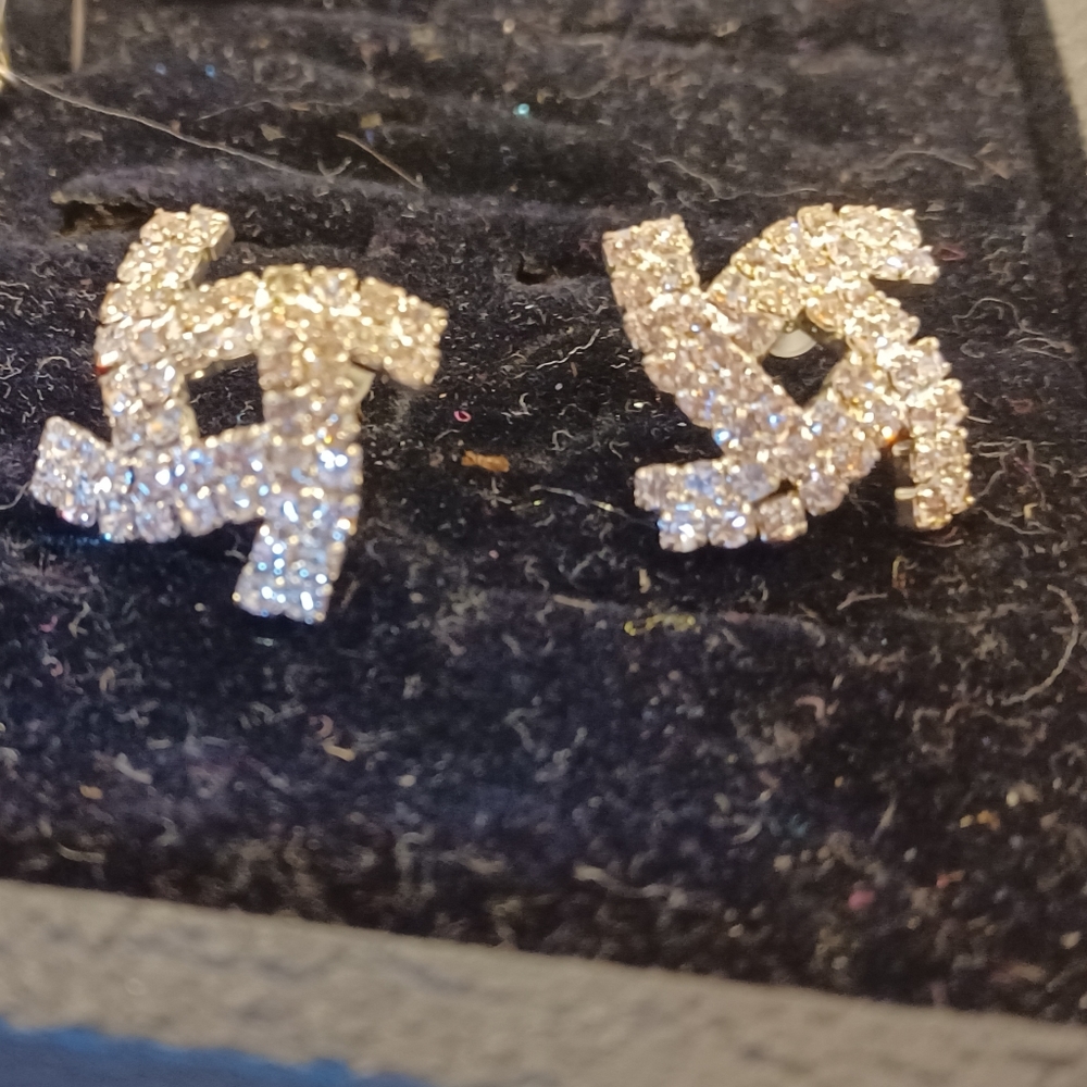 Crystal Pave Statement Post Earrings - image 1